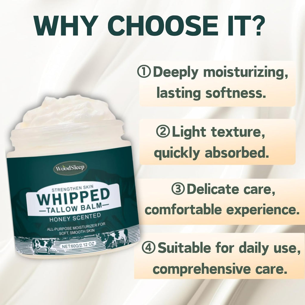 Beef Tallow Moisturizer Women Men - Tallow and Honey Balm - Hydrating Body Butter for Dry Skin - Body & Face Moisturizer -Deep Hydration with Avocado Oil and Pueraria Extract -Travel Size Gift Set